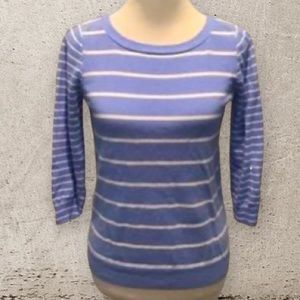 J. Crew Factory Blue and White 3/4 Sleeve Nautical Sweater. Size XS